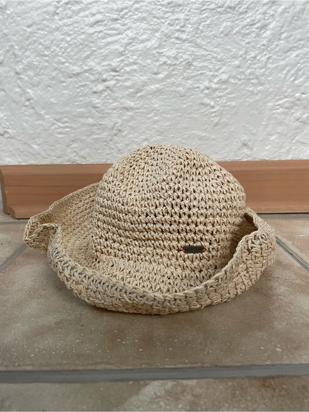 Pistil cream woven 100% paper floppy oversized summer beach hat; O/S